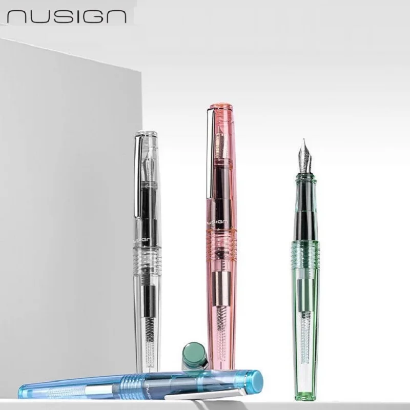 Nusign 985 Transparent Demo Student Fountain Pen Set,Extra Fine Smooth EF Tip Students' Calligraphy Practice Advanced Stationery