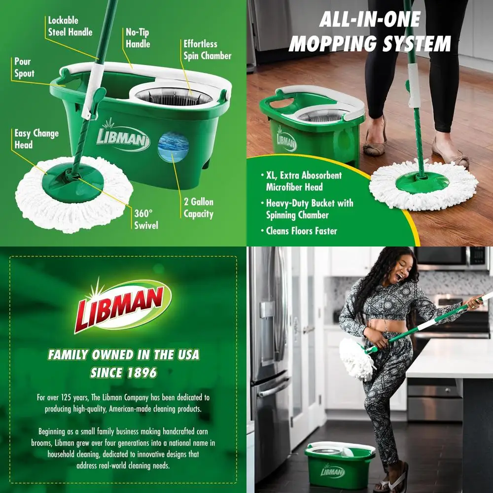 

Tornado Spin Mop System with Bucket and 2 Heads for Hardwood Floor Cleaning