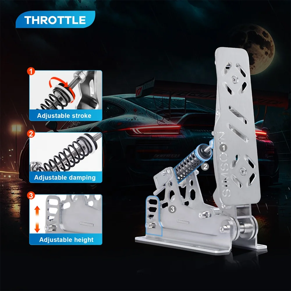 PRO-P3 SIMSONN PRO Pedals PC Gaming Racing Steering Pedals Simulator Pressure Sensor 200KG Load Cell Brake