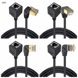 90 Degree Angle CAT8 8Pin RJ45 40Gbps 2000MHz Ethernet Network Extension Cable Male To Female For Laptop PC Router Computer Cord