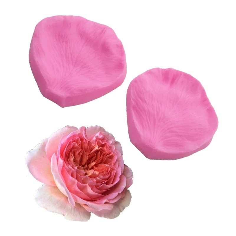 Austin Rose Petals Kitchenware Clamping Leaf Cooking Tools Wedding Cake Decorating Baking Silicone Mold Fondant Candy Sugar