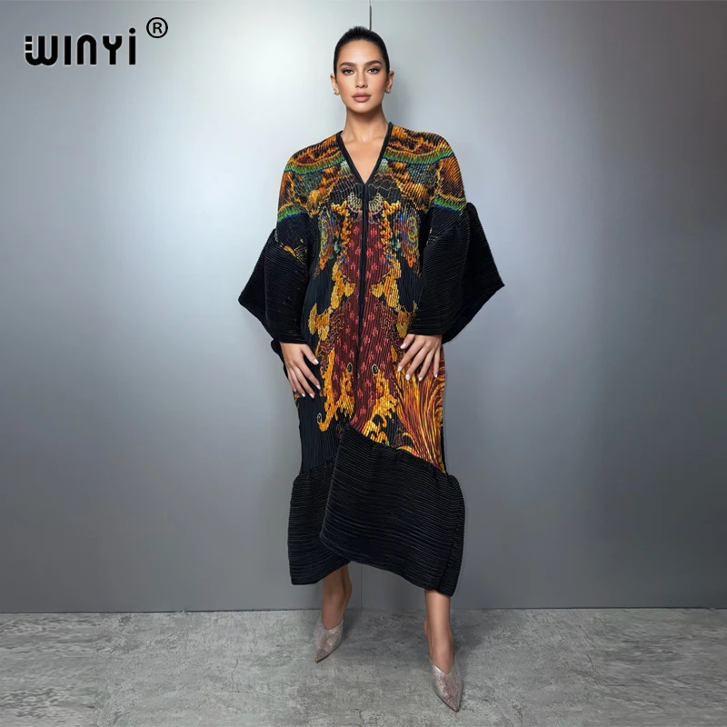 

Платье WINYI Middle East с плиссировкой и эластичной тканью, пляжная накидка, кафтан, абайя, роскошное вечернее платье для вечеринок, абайя для мусульманок.