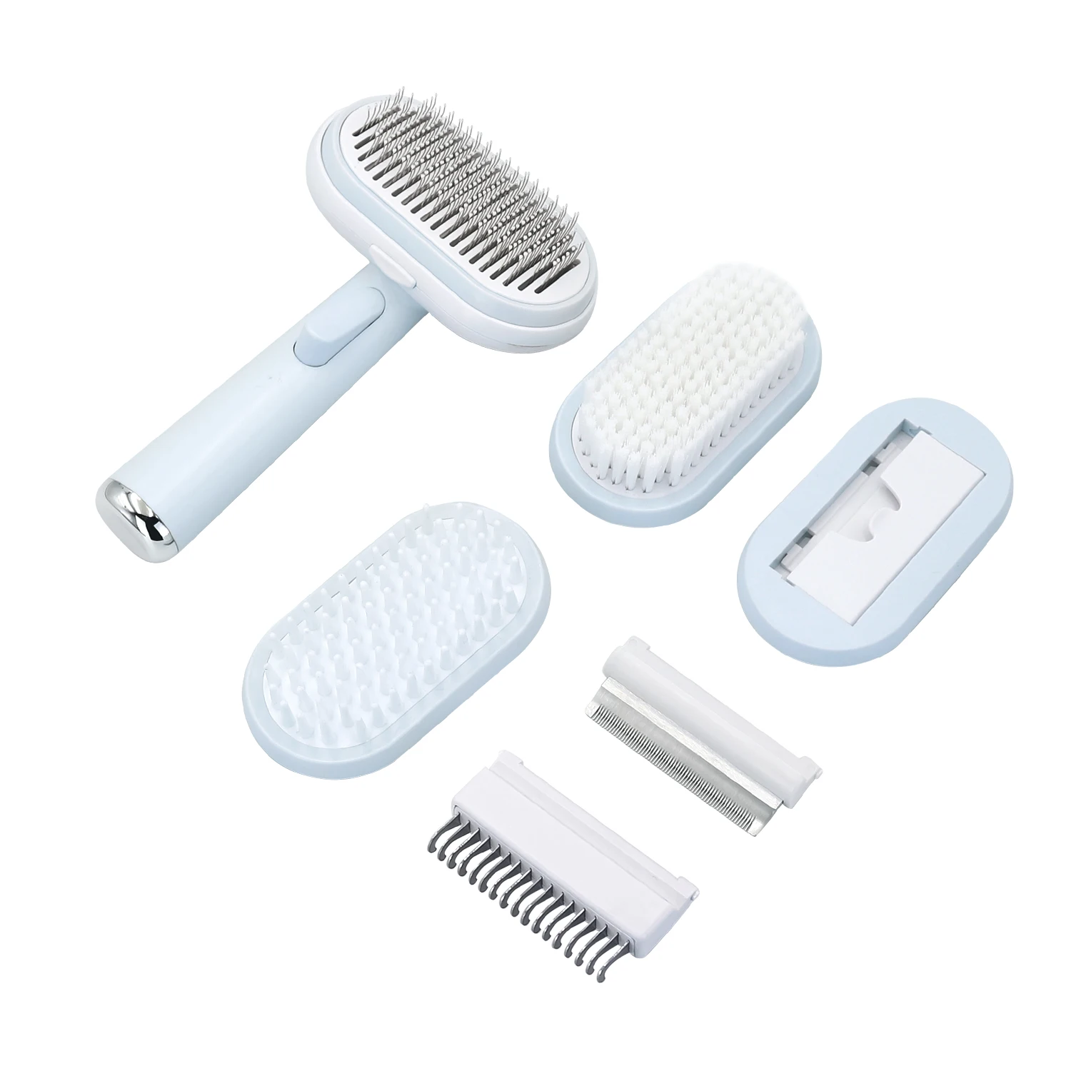 

5-in 1 Pet Self Cleaning Needle Brush Cat Dog Pet Deshedding Brush Set For Daily Care