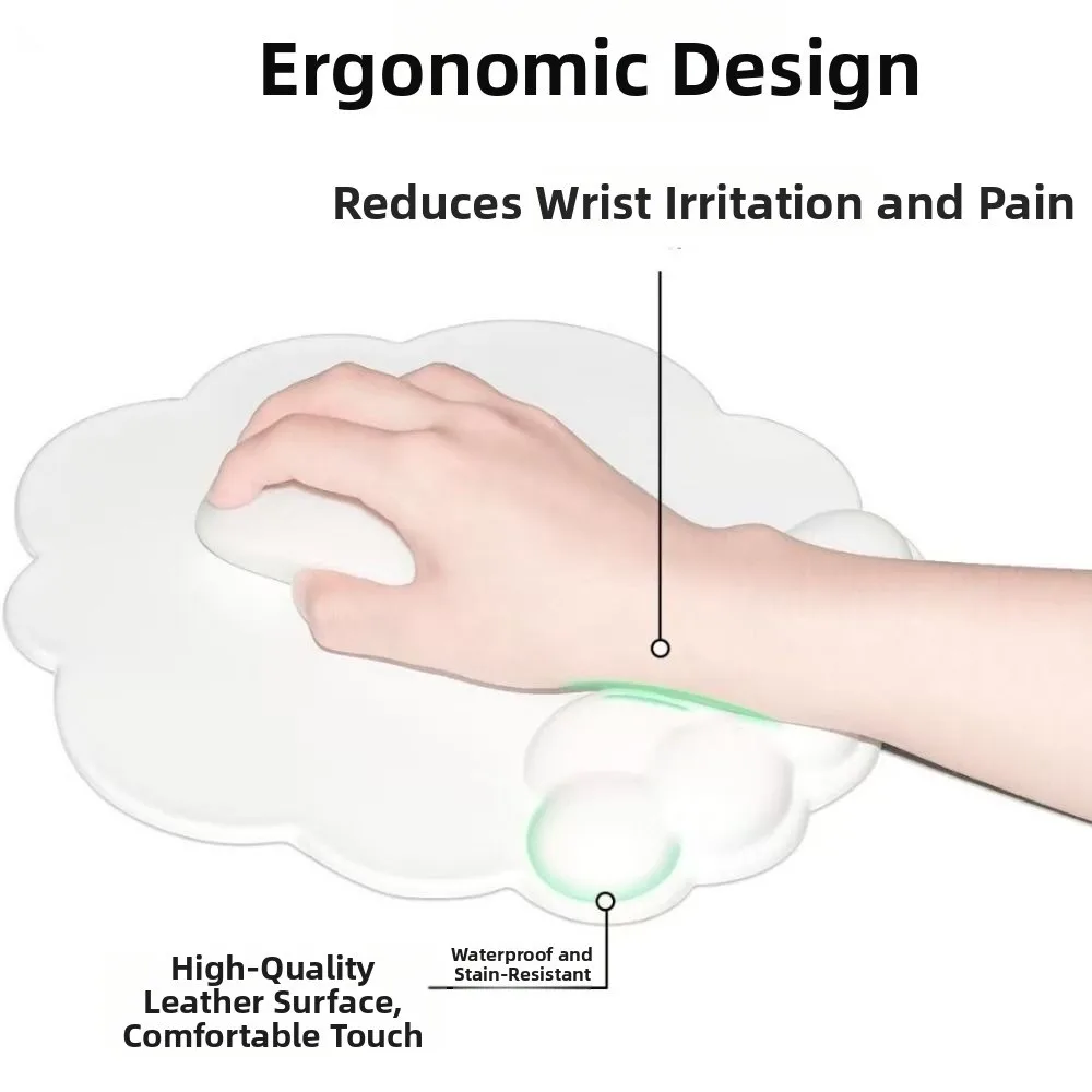

Коврик для поддержки запястья клавиатуры из искусственной кожи, противоскользящая эргономичная подушка для мыши, мягкий водонепроницаемый коврик для мыши с облаком, офисные принадлежности