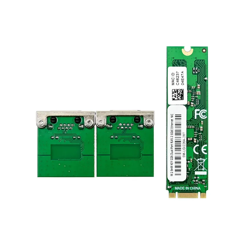 M.2 - デュアルポート 2.5G イーサネット NIC ネットワークカード M.2 22X80mm サイズ B キーおよび M キー 2500 Mbps Intel226 チップセット