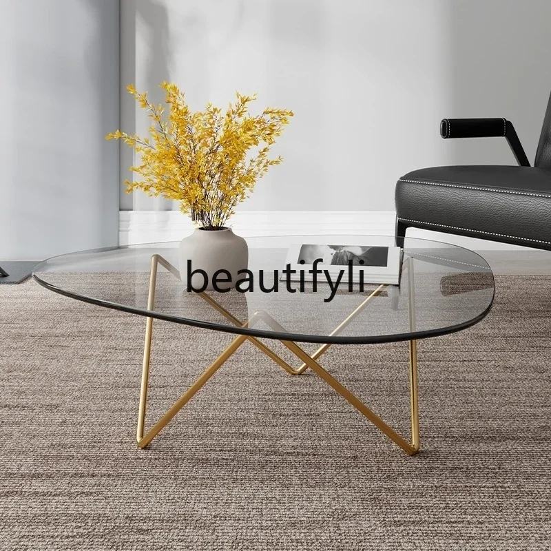 

yj5 Nordic INS Tempered Glass Coffee Table Simple Modern Light Luxury Round High-End Feel Designer Side Table