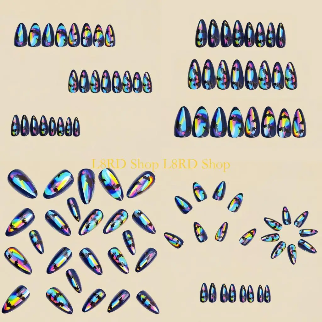 

L8RD легко наносится накладные ногти на Хэллоуин, 24 шт., розовые пауки, призрачный дизайн, миндалевидный дизайн из ногти для