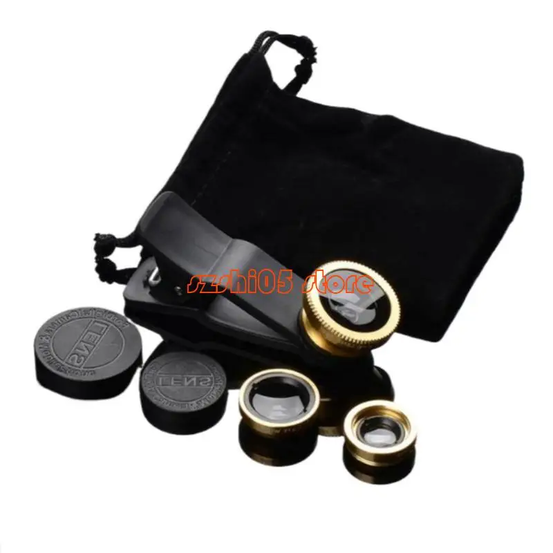 781E Phone Camera Lens 3 In 1 Camera Lens Clip Lens Wide Macro Fish Eye Lens