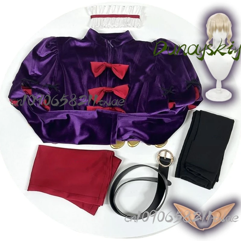 Disfraz de Cosplay de Anime Delicious In Dungeon Cos Thistle, traje morado, peluca de mago Lunático, Cosplay para mujeres y hombres, juego de rol de Halloween