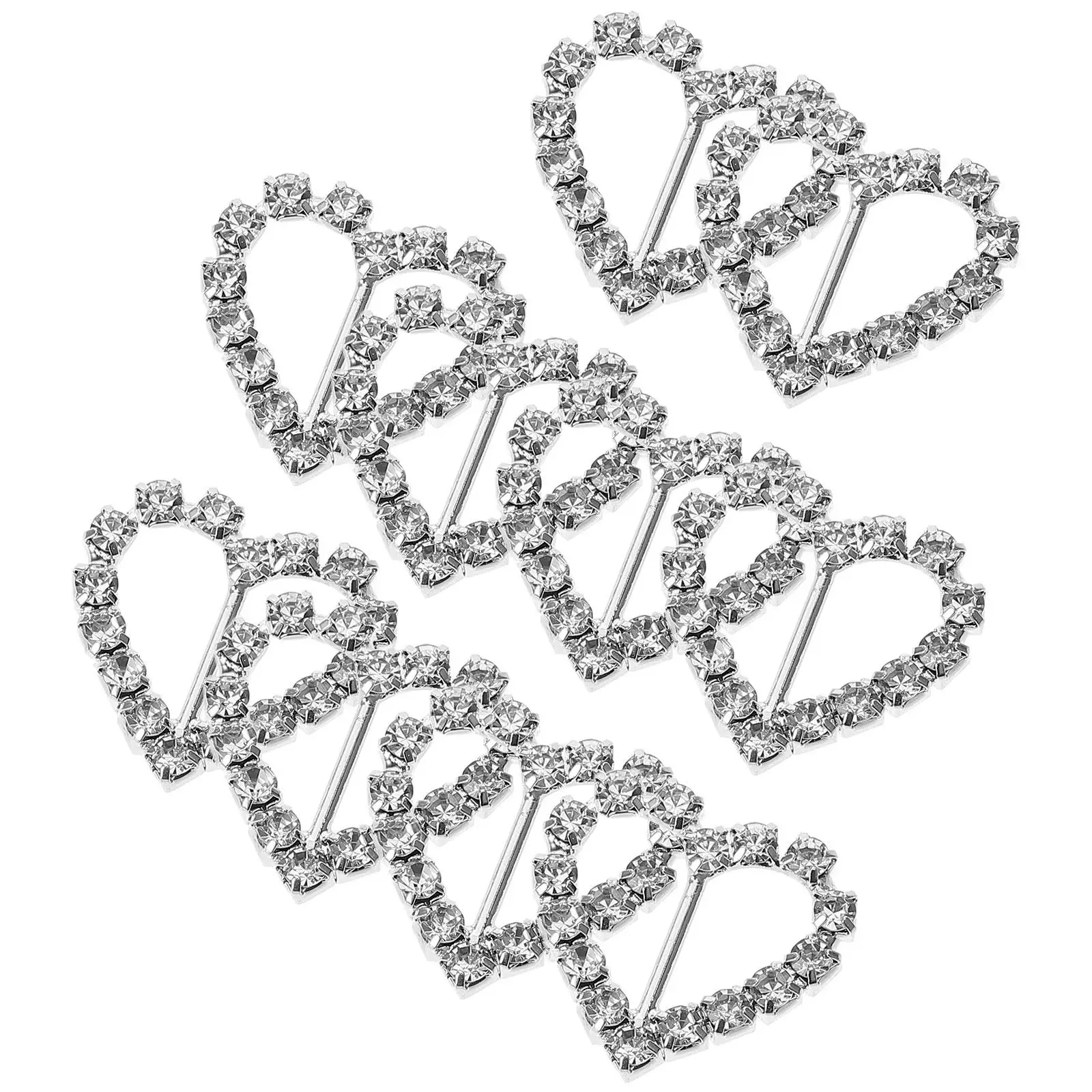 

10 Pcs Silver Rhinestone Decorative Buckles 18x18mm Fancy Ribbon Sliders for Wedding Hair Bows Clothes Card Scrapbooks