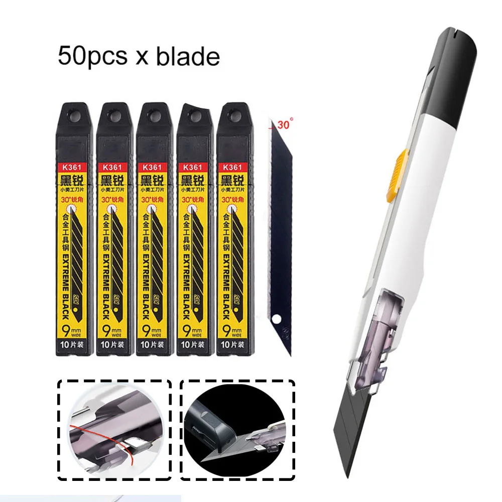 TOFAR Professional Utility Knife Kit With 50pcs Blades Window Tint Film Vinyl Paper Cutter Car Stickers Craft Cutting Line Tool