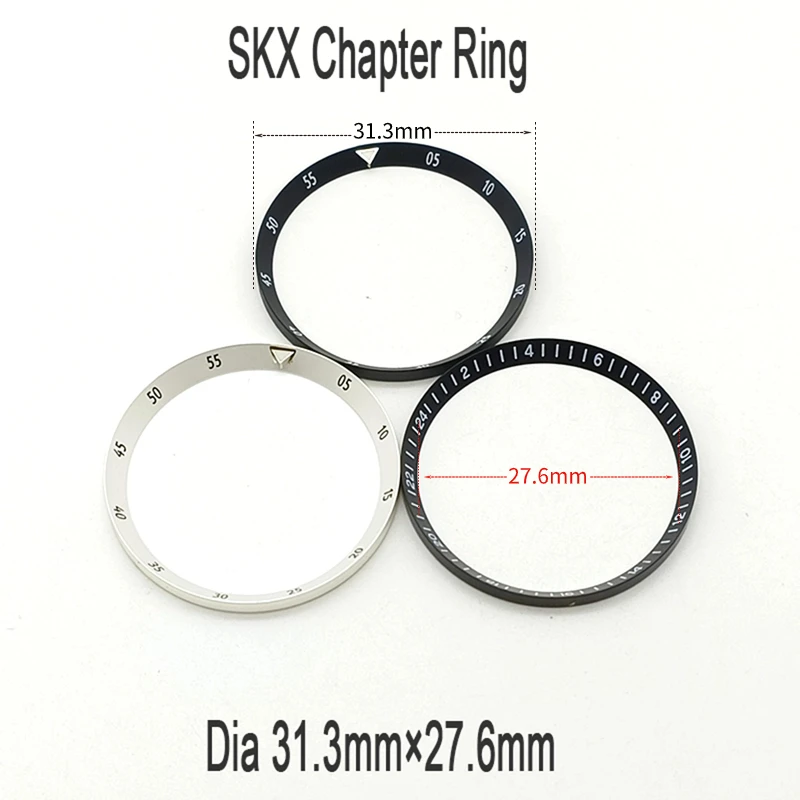 

Watch Chapter Ring For SKX007 SKX009 NH35 NH36 4R 6R 31.3mm *27.6mm Diameter Green Luminous Modified Watch Inner Scale Ring