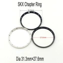 Watch Chapter Ring For SKX007 SKX009 NH35 NH36 4R 6R 31.3mm *27.6mm Diameter Green Luminous Modified Watch Inner Scale Ring