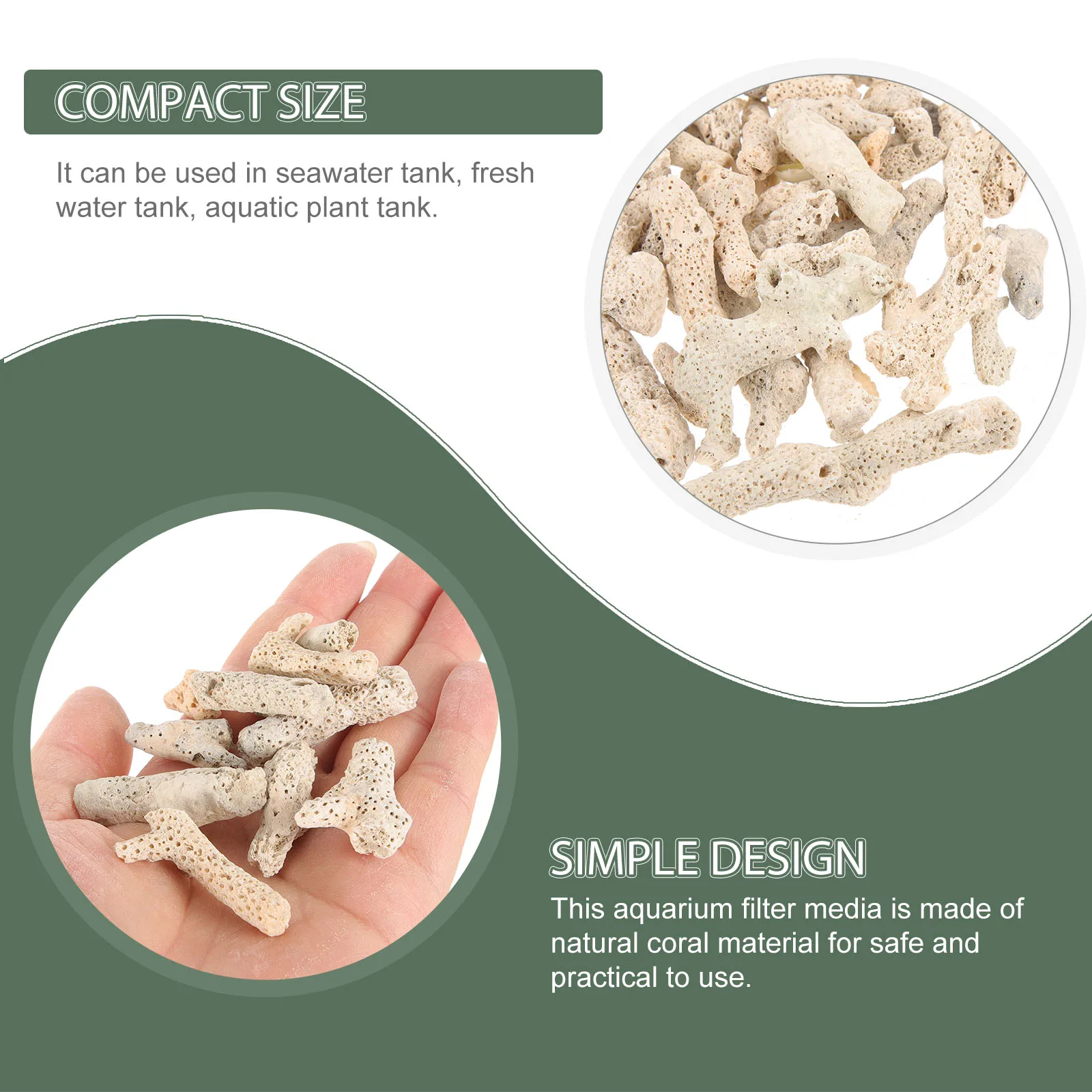 

1Set Coral Bone Aquarium Filter Media -Density Fish Tank Water Cleaning Filtration Material for Freshwater Saltwater