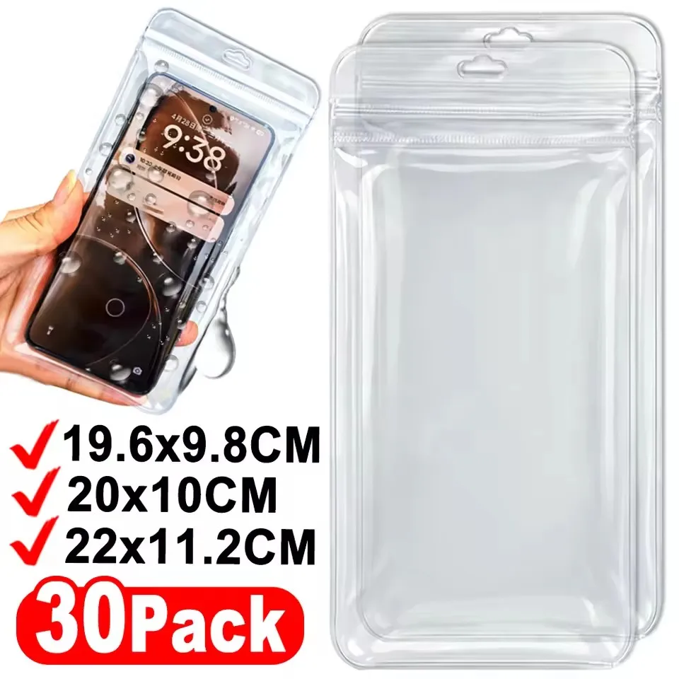 2-20PCS Clear Phone Case Anti-dust Waterproof Underwater Protective Bag Re-sealable Cellphone Pouch for Swimming Diving