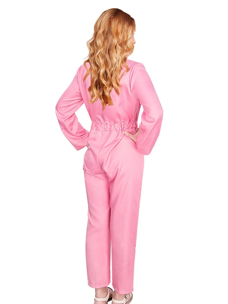 Teddy Jumpsuit Women\'s Outfits Pink Long Sleeved Cosplay Doll Role-playing Set Movie Costume Female Clothing Spring 1-pcs Set