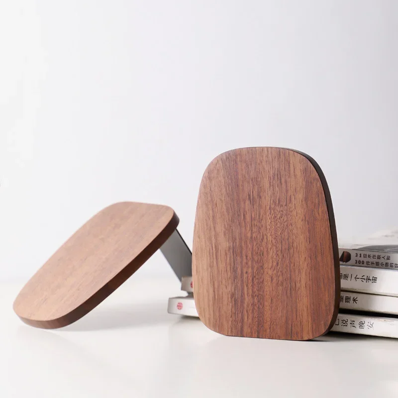 Organizer Desktop Stand Buku, Bookends Rumah Kantor Desktop, Rak Tempat Stand Ujung Buku, Kayu Walnut