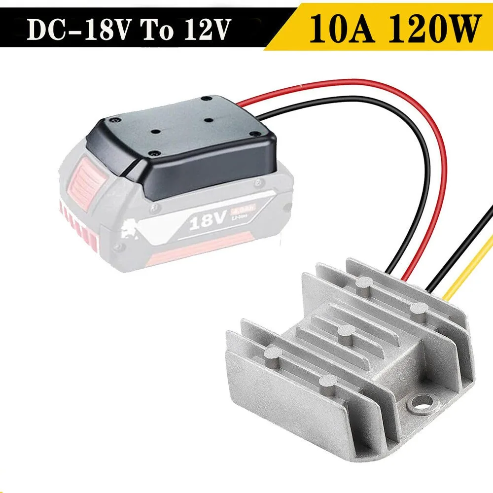 Aadpter-convertidor reductor de 18V a 12V para batería de iones de litio Bosch, inversor de rueda de potencia de 10A y 120W, regulador de voltaje