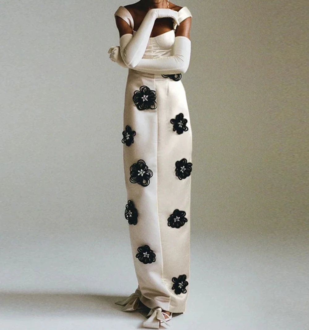 Abbigliamento europeo e americano stile caldo elegante fiore fasciatura gonna abito da sera gonna da banchetto di fascia alta da donna-GZXX1086