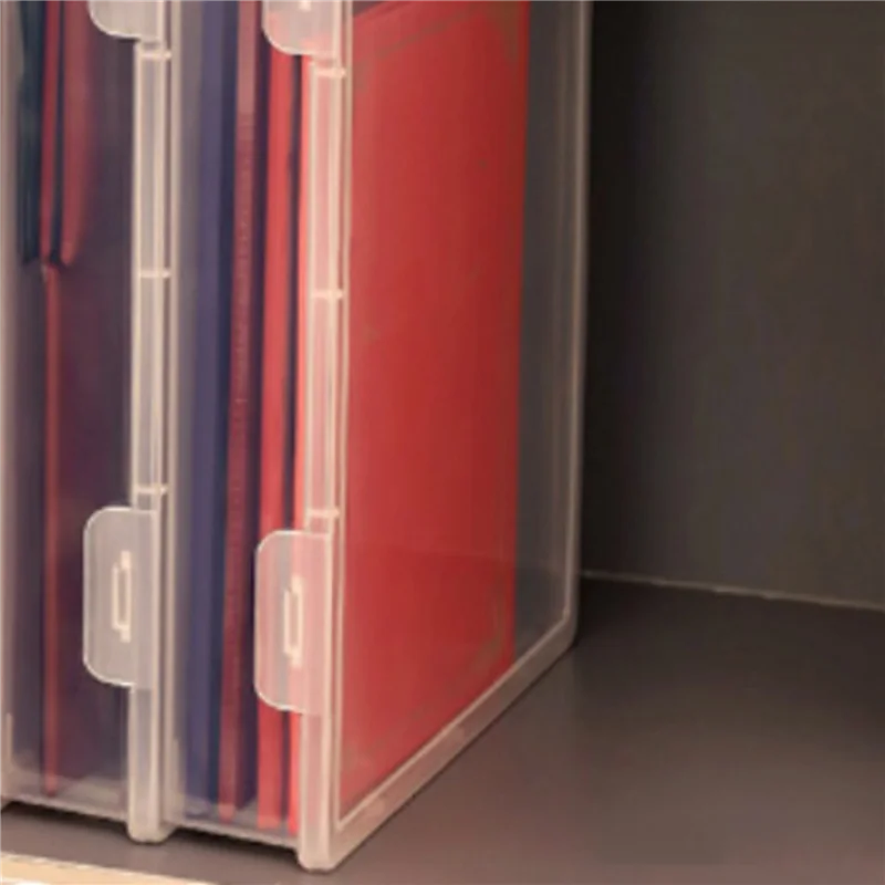 3X Plastic File Organizer Transparent Square Storage Box A4 Storage Box File Storage Box L