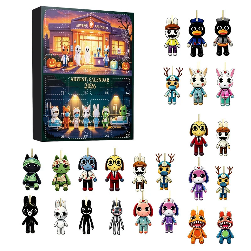 Advent Calendar 2026 24 Days Countdown Blind Box Horror Doll Toy Acrylic Pendant Christmas Surprise Gifts For Kids Boys Girls - view 3