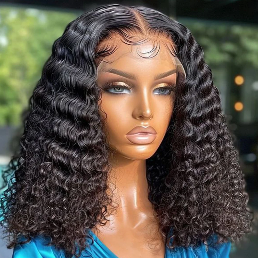 

Deep Wave Bob Wig Human Hair 13x4 Lace Frontal Wig Gluless Wig Human Hair Natural Hairline Short Curly Lace Front Wigs For Woman