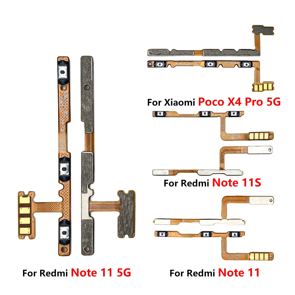 For Redmi Note 11S 11 5G Poco X4 Pro 5G Power Volume Button Flex Cable Side Key Switch ON OFF Control Button Repair Parts