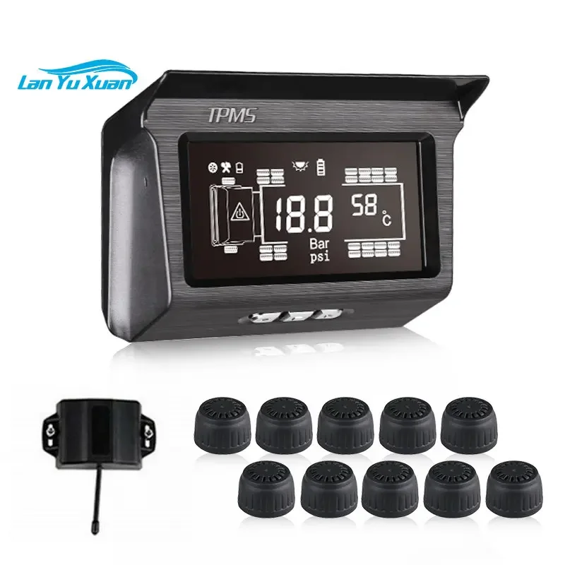 

188Psi External Sensor 6-8-10-12-14-16-18-26 Wheels Tire Pressure Monitoring System Solar Power Trailer Bus Truck TPMS