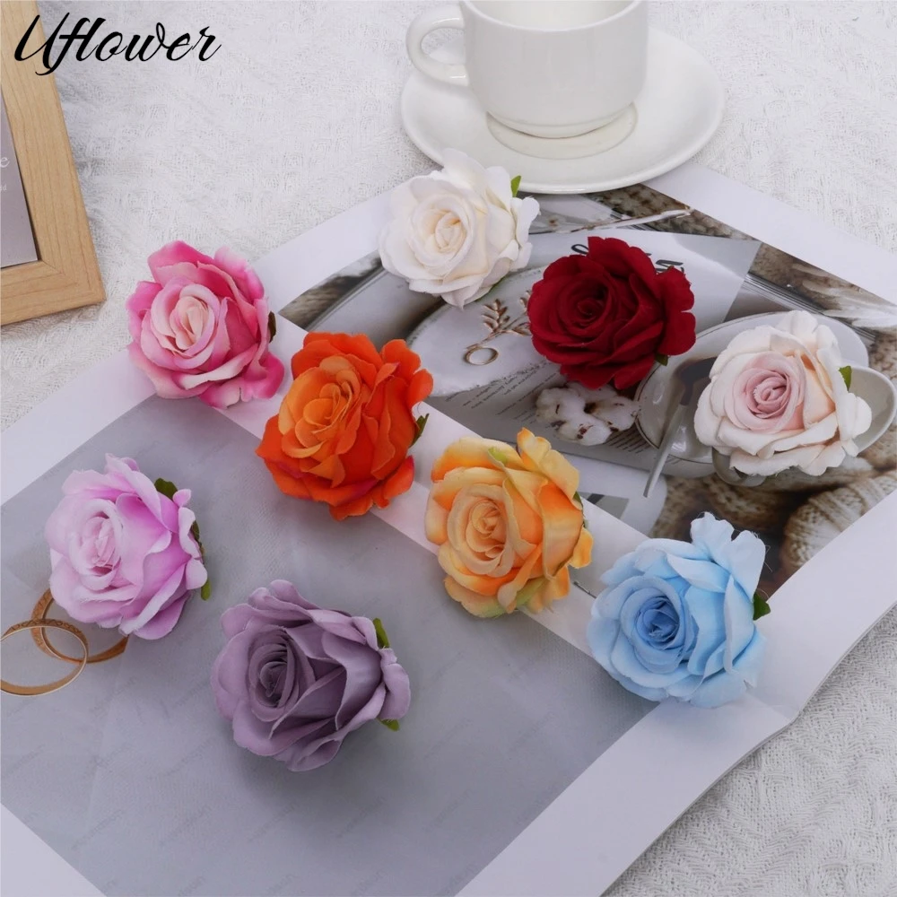 Lírios de rosas artificiales para ramos de novia, decoración de lujo para boda, centros de mesa, decoración Floral para el hogar, 6cm/2,36 pulgadas