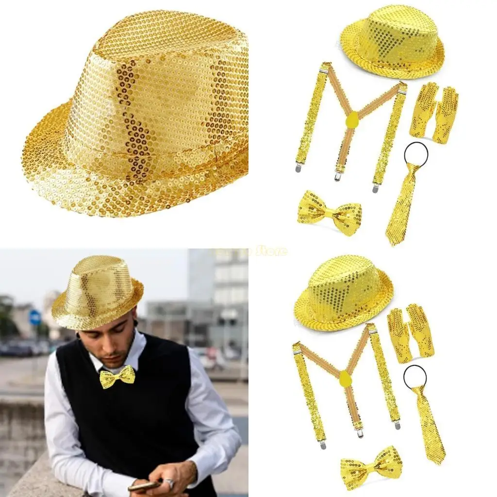 

31BF 5/6/7Pcs Dance Star Costume 80s 90s Stage Outfit Halloween Costume for Adults