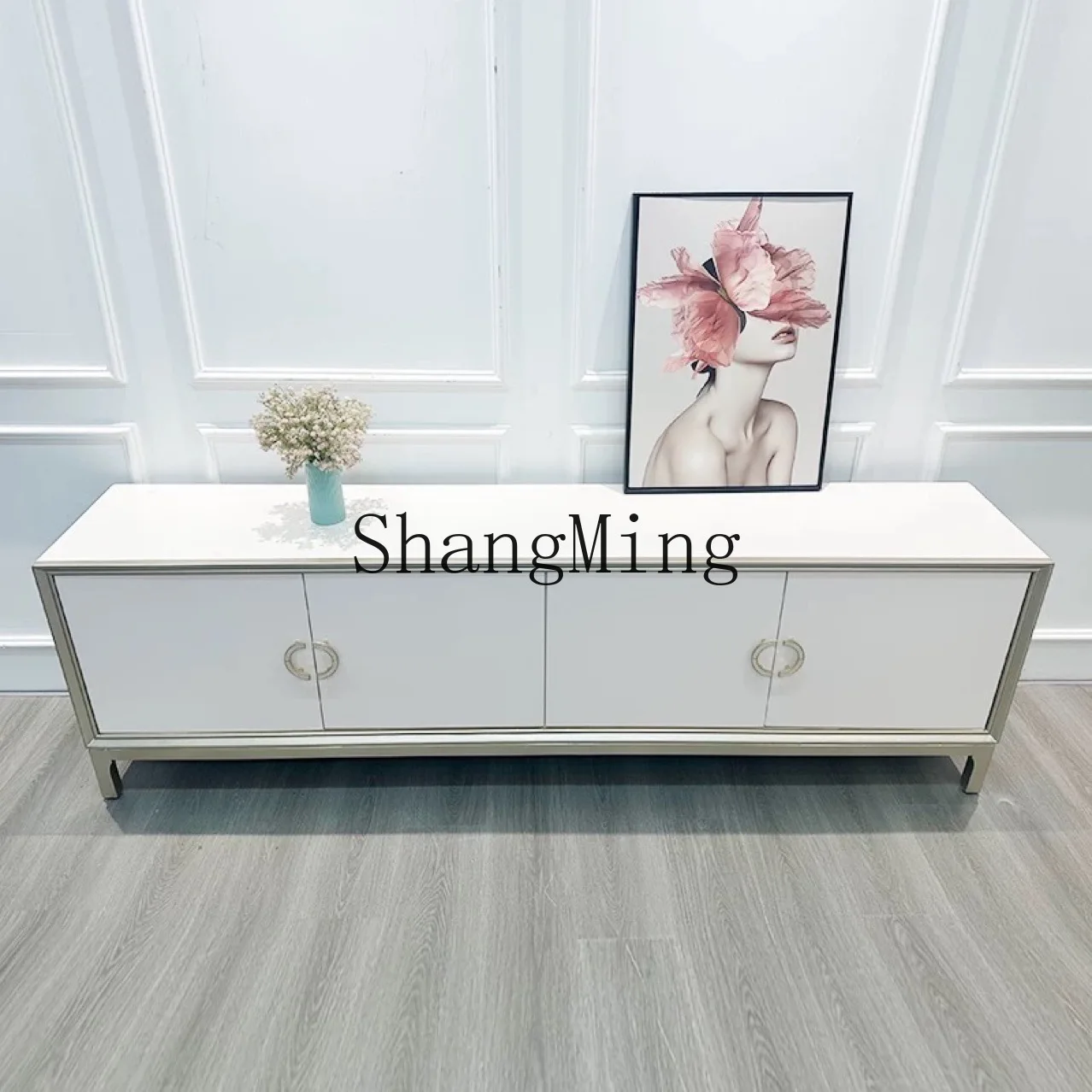 CL Light Luxury Solid Wood TV Cabinet Living Room TV and Movie  Postmodern Minimalist Home Small Apartment Floor Cabinet