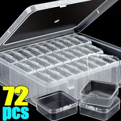 Portable Plastic Jewerly Storage Box Square Transparent Mini Bead Organizer Box With Lid Jewelry Earring Packaging Display Case