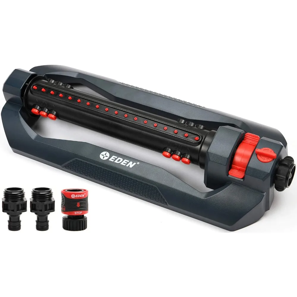 

94112 3-way turbo oscillating sprinkler for large yard and lawn w/quick connect starter set, covers up to 4,499 sq. ft