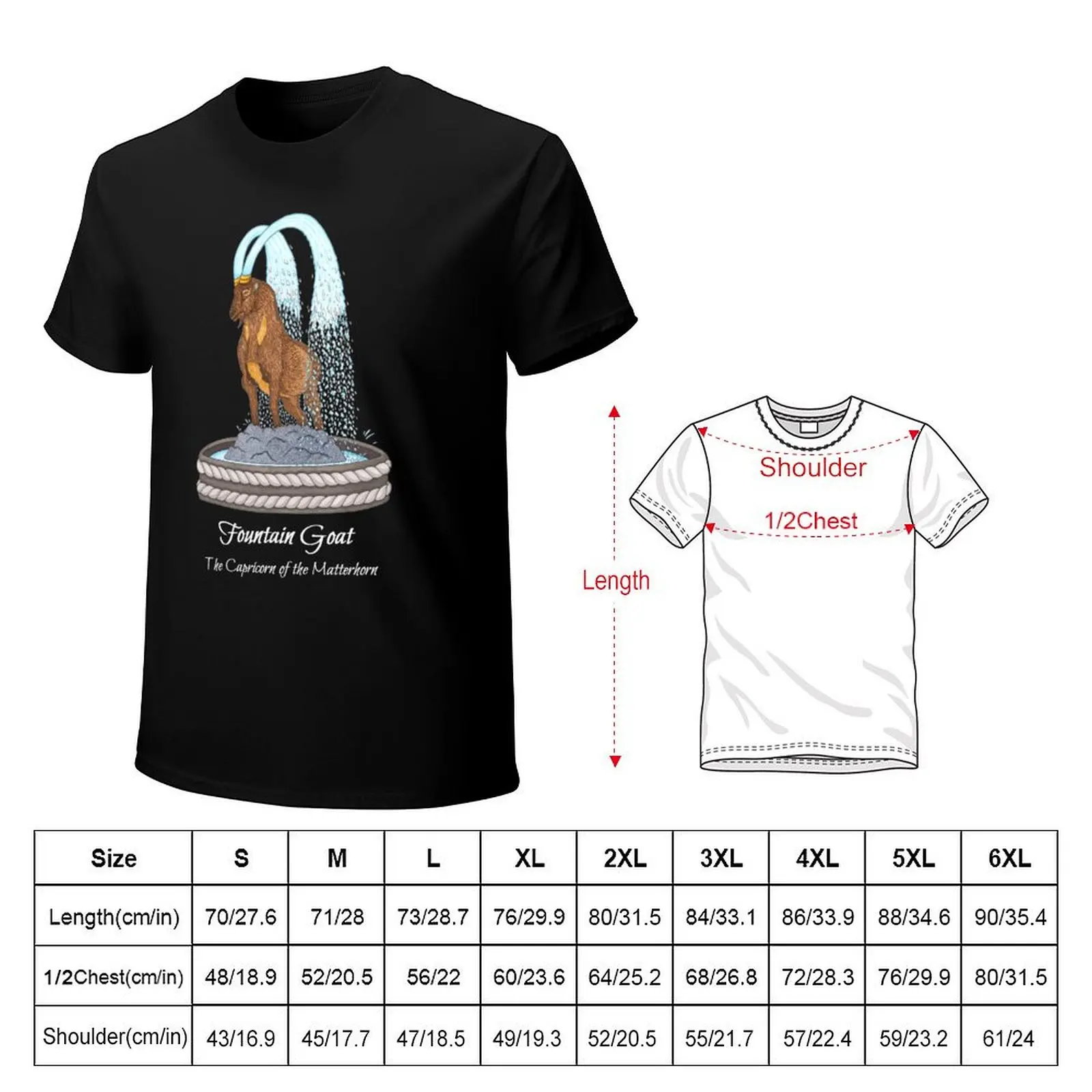 Fountain Goat (for dark garments) T-Shirt Casual Light Summer Short Sleeve Top