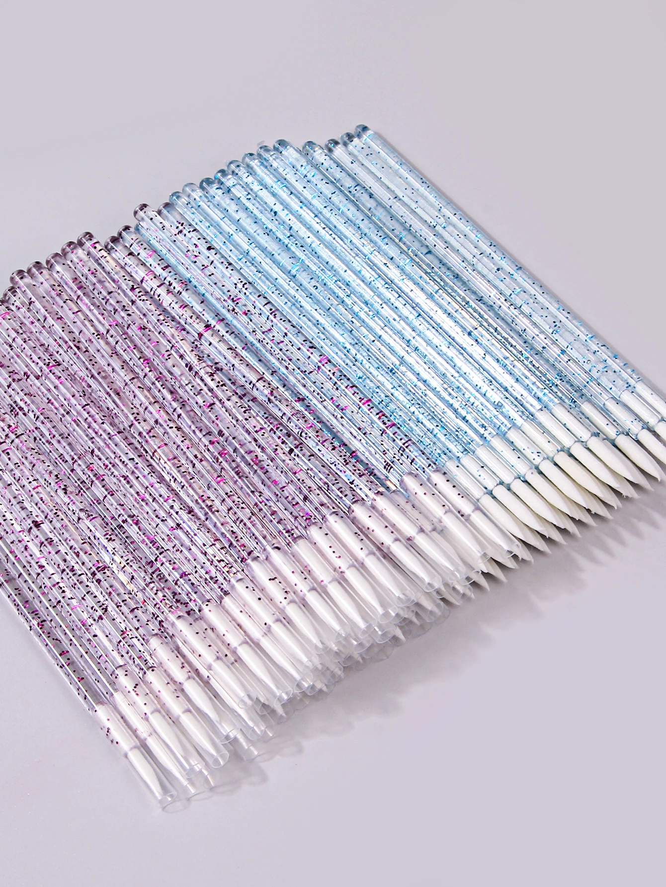 50Pcs Eyeliner Makeup Brush Crystal Handle Soft Fiber Lip Line Outline Brush Eyeshadow Blending Applicator For Woman Beauty Tool