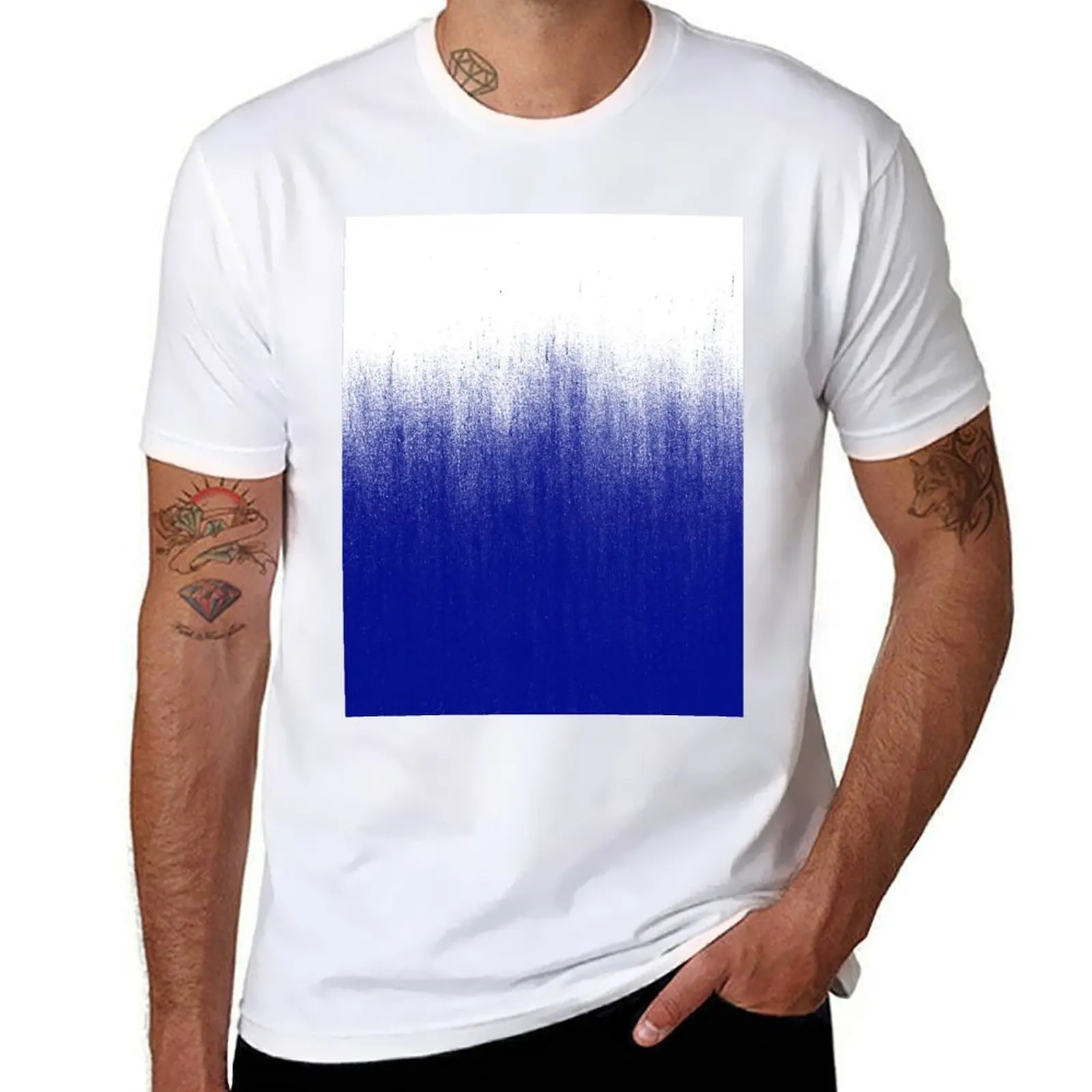 

Blue Ink Ombre Pattern T-Shirt anime tshirt t shirts cotton 100% T-Shirt