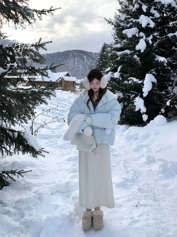 

Женская зимняя вязаная юбка-миди Acaine с высокой талией, в корейском стиле, однотонная, длинная, в полоску, прямая, типа леггинсов