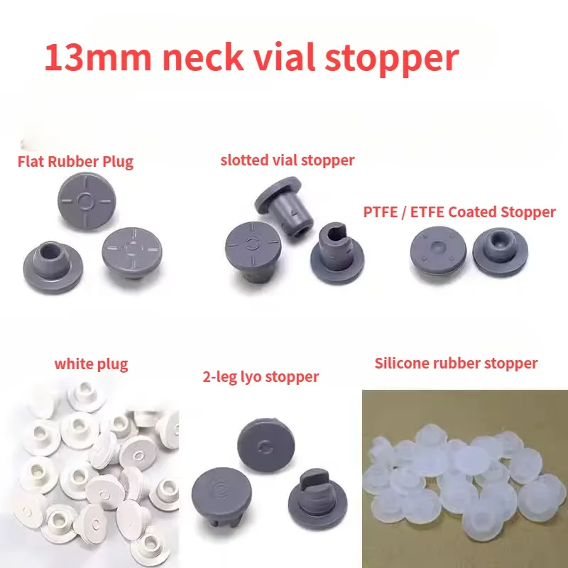1000PCS 13# 2/4-leg lyo stopper butyl rubber vial stopper, Flat butyl rubber stopper for 13mm crimp vial