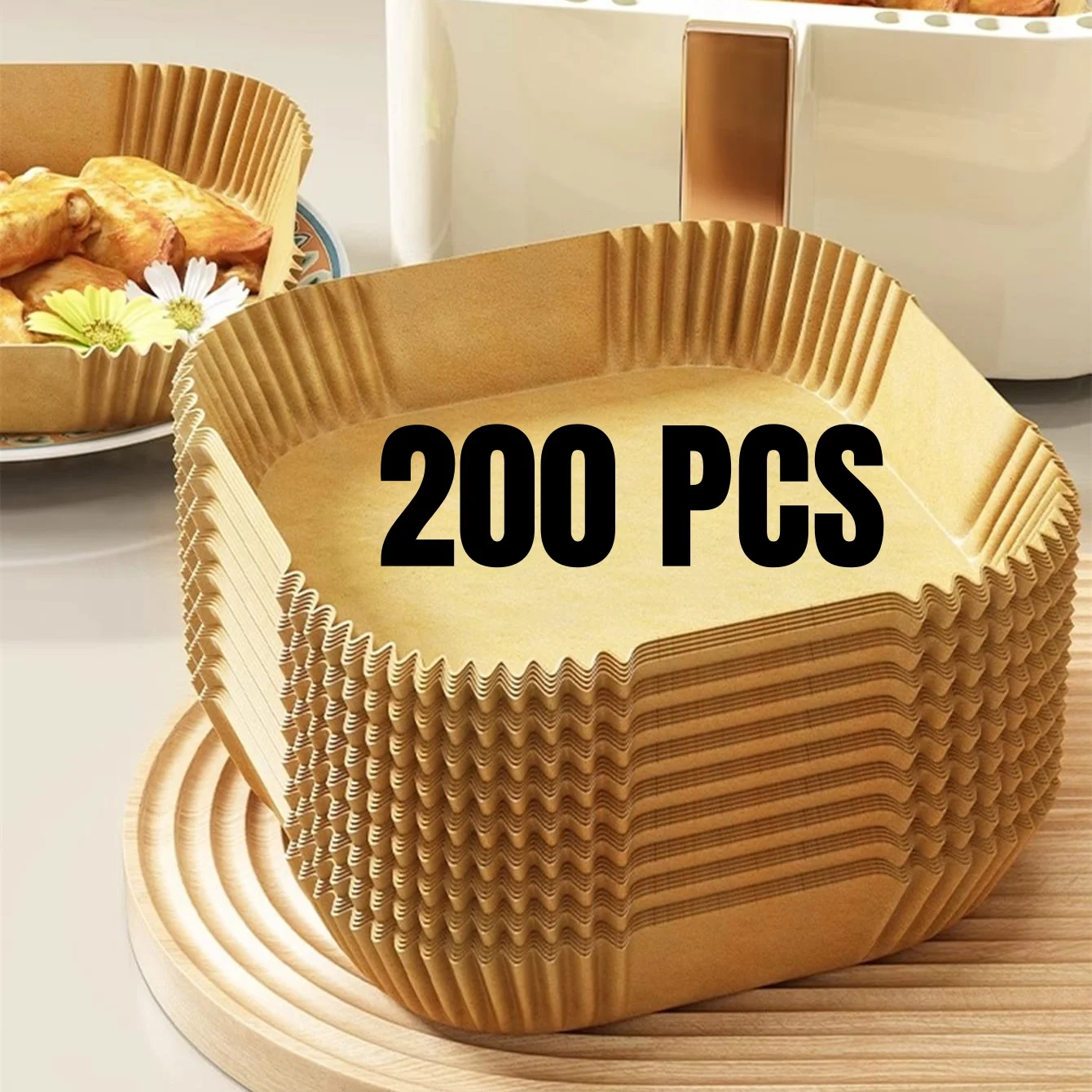 Air Fryer Paper Liners Disposable Oil-proof Waterproof Baking Paper Round Square And Rectangle Parchment Kitchen Party Supplies