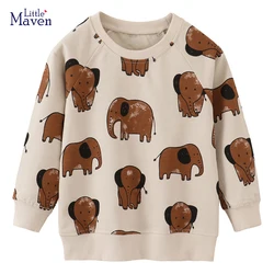 Little maven New Tops Kids Clothes Baby Boys Autumn Children's Clothing 2024 Spring Cartoon Elephant Infants Sweatshirts Hoodie