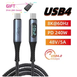 PD 240W USB 4.0 Display USB C Cable 8K@60Hz Type C to C Cable Fast Charging 40Gbps Data Transfer for MacBook Pro Switch Nintendo