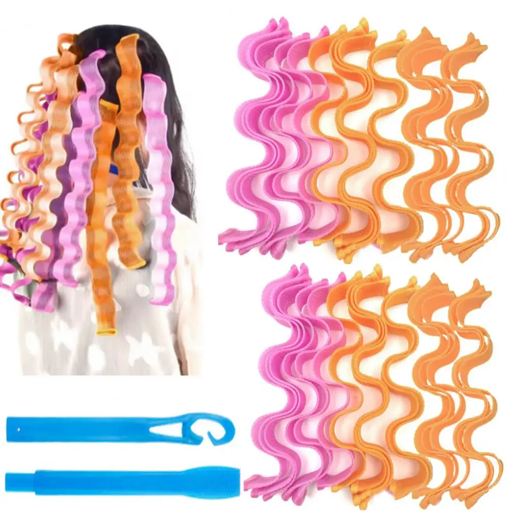 12/24Pcs 25/45/65CM No Heat Wavy Curler with Styling Hook Long Medium Short Curls Hair Roller Wave Formers Curling Tools