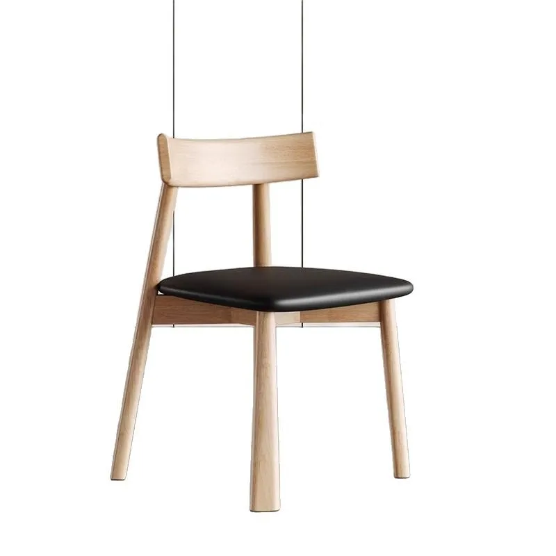 

French solid wood dining chair medieval backrest household modern light luxury cream hotel simple restaurant stool