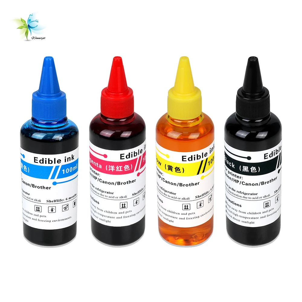 Winnerjet 100ml Decorative ink refill ink bottles for Epson hp Canon Brother etc ink printer and for some coffee printers