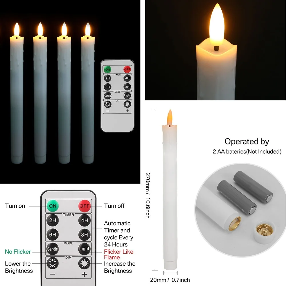 Flameless Flickering Battery Operated Tea Lights Candle with Remote 3D Wick Light Candles Pack of 6 Christmas Home Wedding Decor
