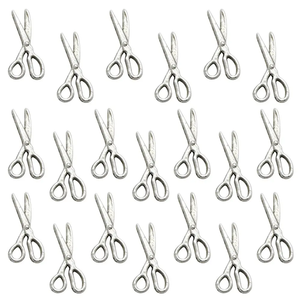 20Pcs Barber Scissors Pendants Alloy Charms Silver DIY Jewelry Making Necklace Bracelet Keychain Craft Supplies