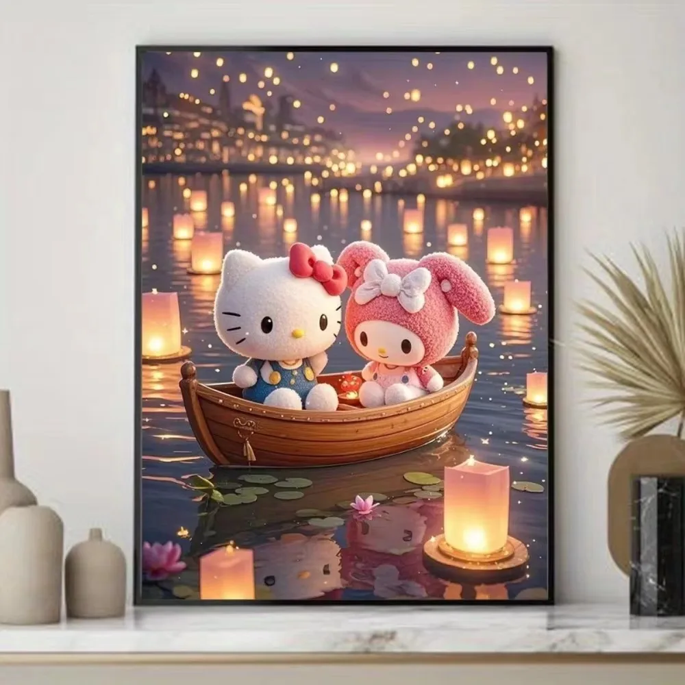 Oil Painting By Number Kit Sanrio Hello Kitty My Melody Art Canvas Wall Art for Adults DIY Home Decor Gift Frameless