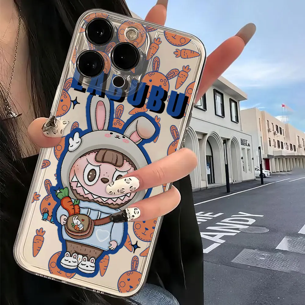 Cute cartoon Labubu Phone Case For Samsung S25 S24 S23 S22 S21 S20 S10 FE Note 20 10 Plus Ultra 5G Clear Soft TPU Cover image 4