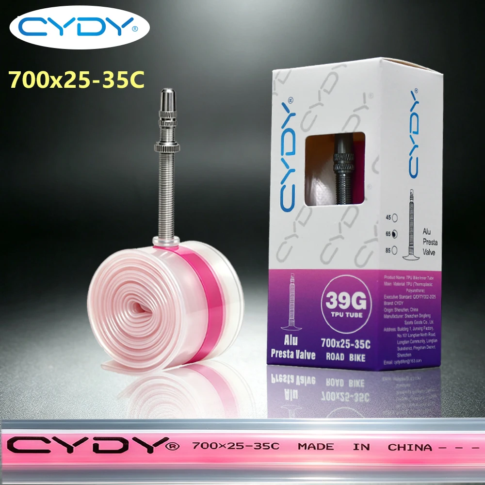 Новая улучшенная утолщенная антипрокольная камера CYDY из ТПУ для шоссейных велосипедов 700C 700x25-35C, устойчивая к разрывам