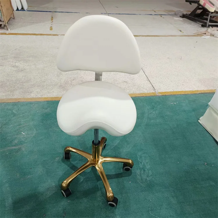Siman Pink White Stool Chair With Wheels Beauty Salon Furniture Black And Golden Saddle Chair For Nail Tech High Quality